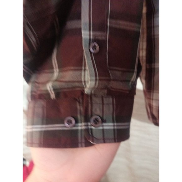 Men's Bold Blue Plaid Maroon/White Casual Button Down Long Sleeve 4XL - Picture 6 of 6